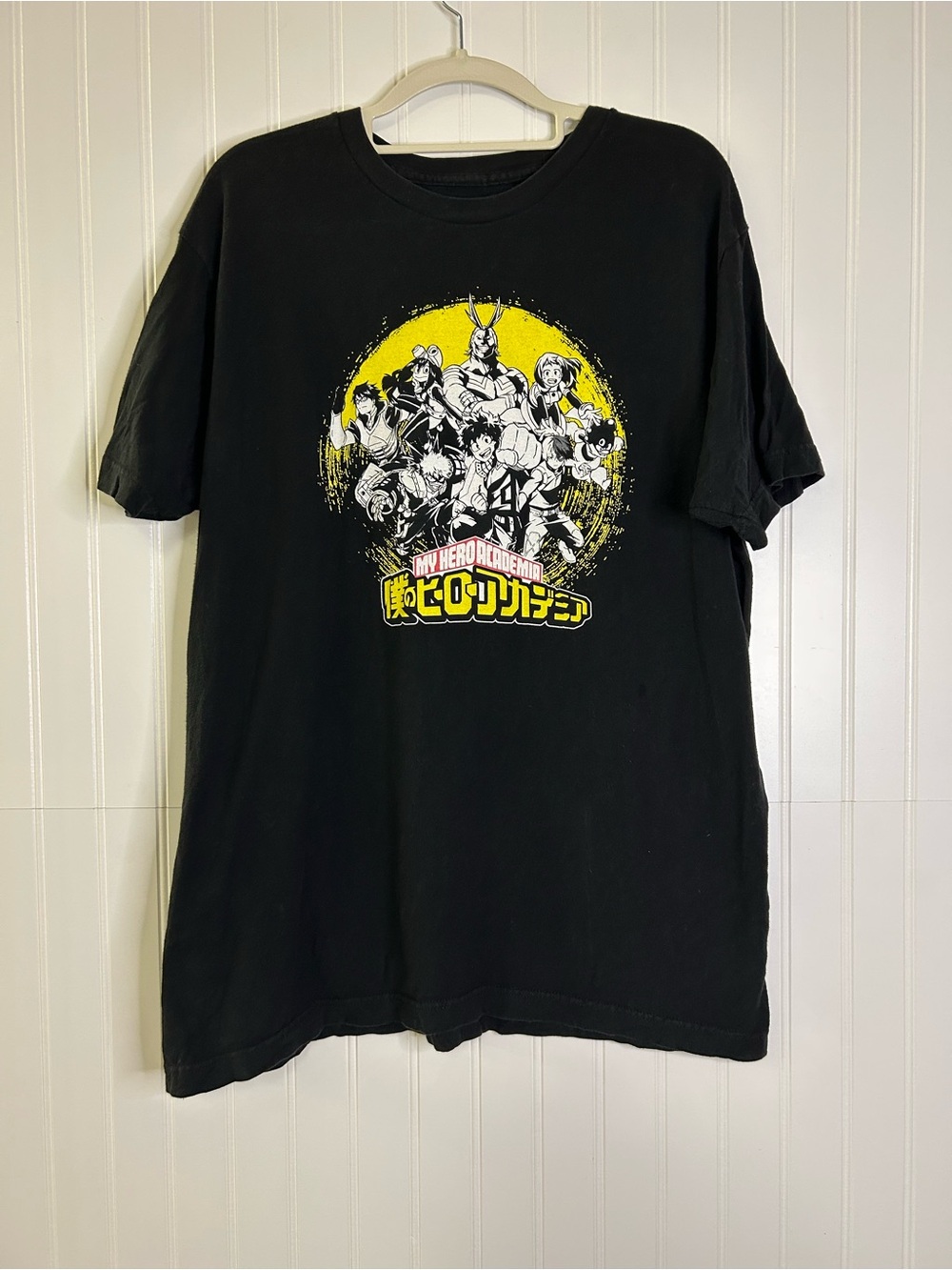 My Hero Academia Black Graphic Tee with Yellow Logo Size Large